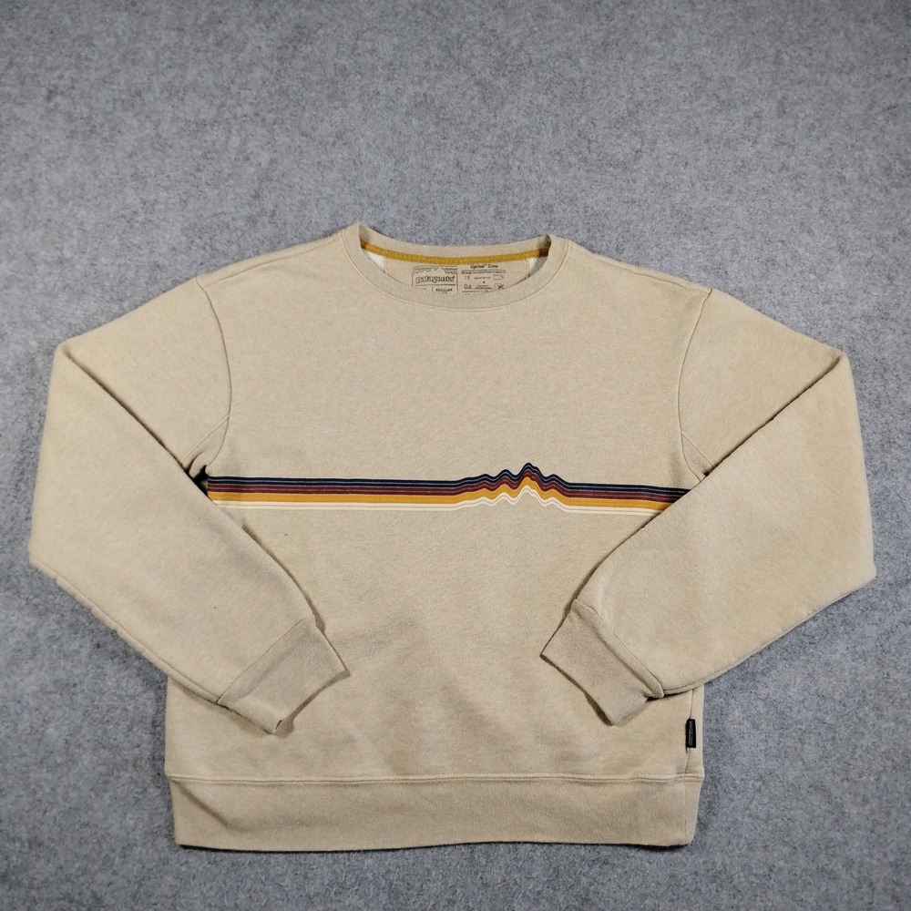 Patagonia Uprisal Crew Sweatshirt Mens Small Tan Mountain Stripe Pullover 39646‎